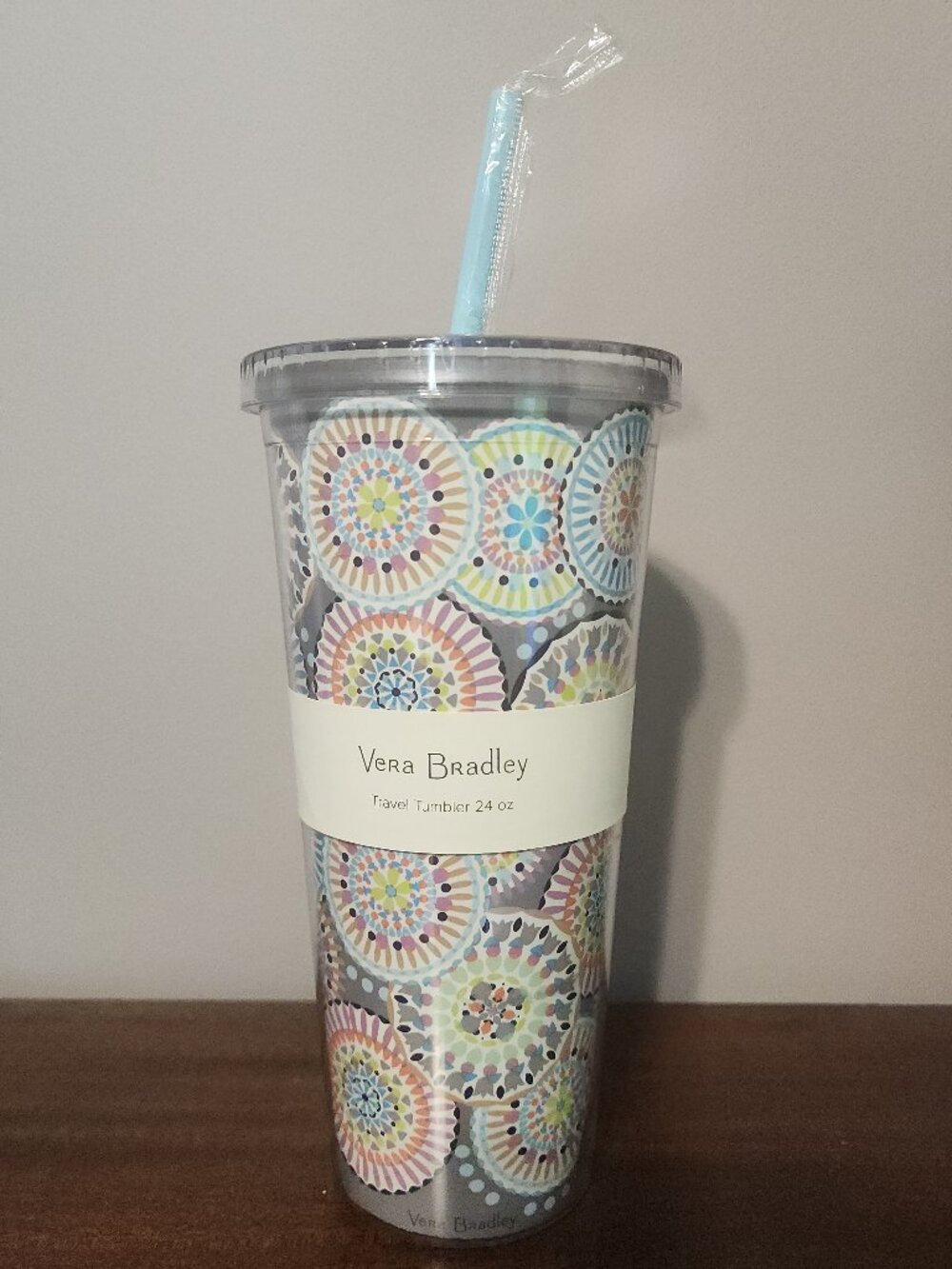 Vera Bradley 24oz Travel Tumbler Sunny Medallion Design
